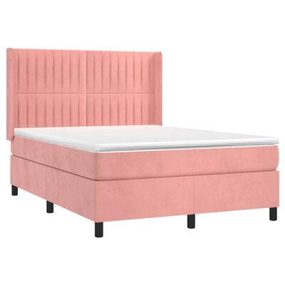 vidaXL Sommier à lattes de lit matelas et LED Rose 140x200 cm Velours