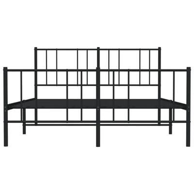 vidaXL Cadre de lit métal sans matelas avec pied de lit noir 135x190cm