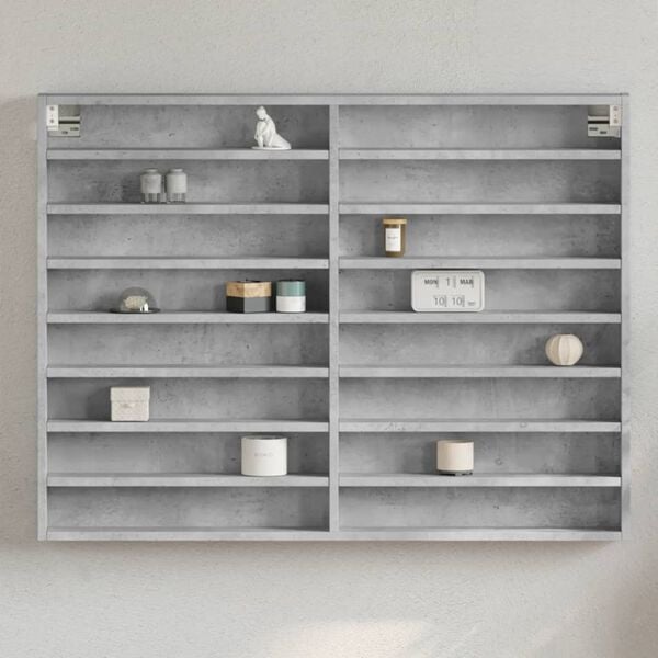 vidaXL Armoire &agrave; vitrine gris b&eacute;ton 100x8,5x75 cm bois d&rsquo;ing&eacute;nierie