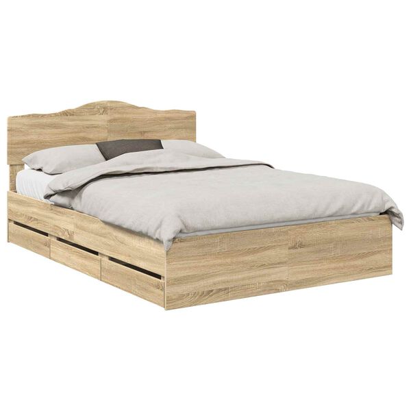 vidaXL Cadre de lit Ch&ecirc;ne Sonoma 140 x 200 cm Bois Ing&eacute;nierie
