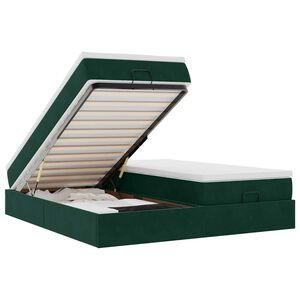 vidaXL Cadre de lit ottoman avec matelas vert fonc&eacute; 160x200 cm velours