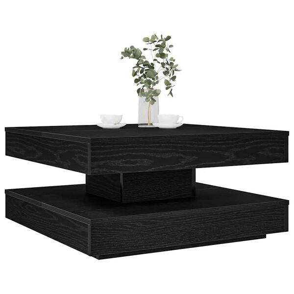 vidaXL Table basse rotative &agrave; 360 degr&eacute;s noir 70x70x34,5 cm