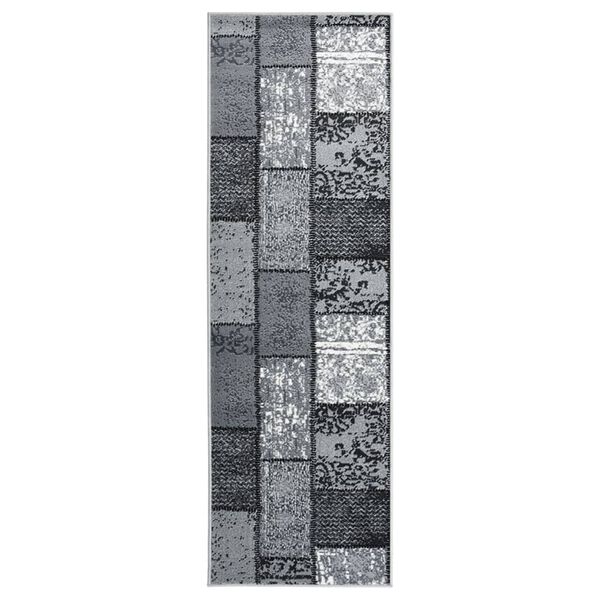 vidaXL Tapis BCF Gris avec motif de blocs 60x300 cm