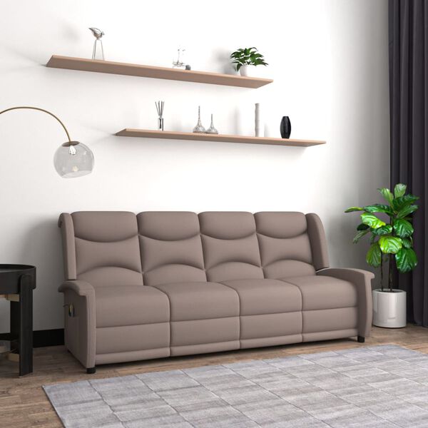 vidaXL Fauteuil de massage inclinable 4 places taupe tissu microfibre