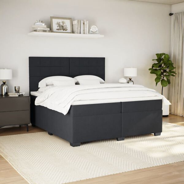 vidaXL Sommier &agrave; lattes de lit et matelas Noir 200x200 cm Velours