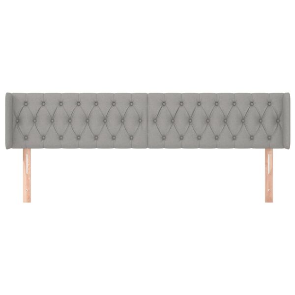vidaXL T&ecirc;te de lit avec oreilles Gris clair 203x16x78/88 cm Tissu