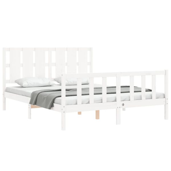 vidaXL Cadre de lit sans matelas blanc bois de pin massif