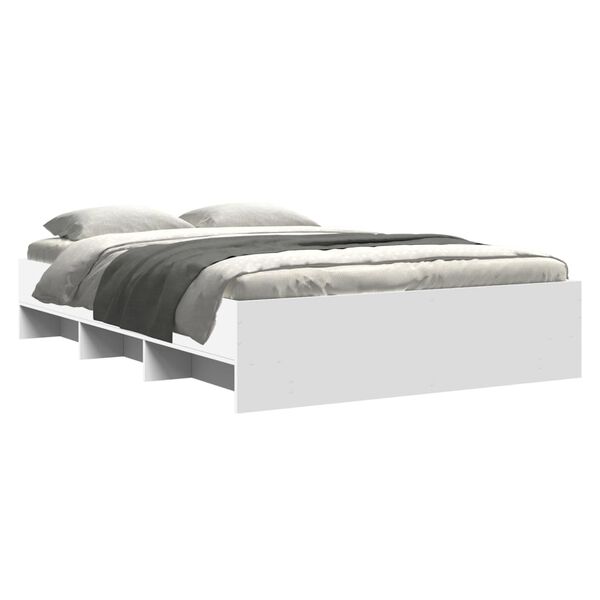 vidaXL Cadre de lit sans matelas blanc 140x200 cm bois d'ing&eacute;nierie
