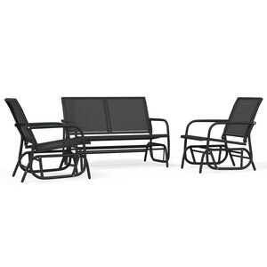 vidaXL Ensemble de salon de jardin 3 pcs noir textil&egrave;ne et acier