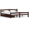 vidaXL Cadre de lit avec 2 tiroirs Marron fonc&eacute; Bois de pin 180x200 cm