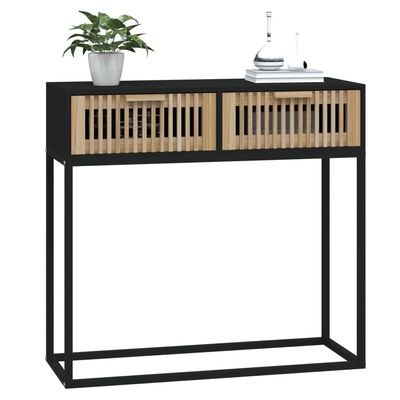 vidaXL Table console noir 80x30x75 cm bois d'ingénierie et fer