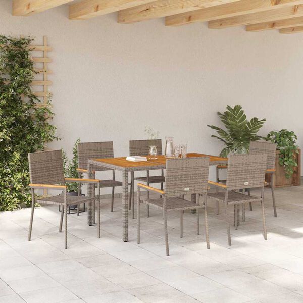 vidaXL Ensemble de salle &agrave; manger pour jardin 7 pcs Gris polyrotin