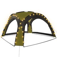 vidaXL Tente de réception avec LED et 4 parois 3,6x3,6x2,3 m Vert