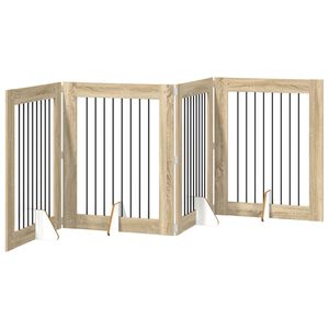 vidaXL Porte de chien pliable avec supports 4 pc Ch&ecirc;ne Sonoma 321 cm