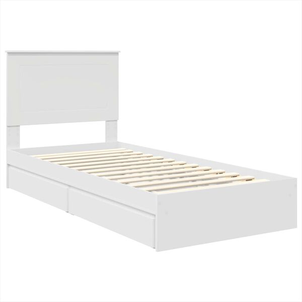 vidaXL Lit de Rangement Blanc 75 x 190 cm Bois d'ing&eacute;nierie