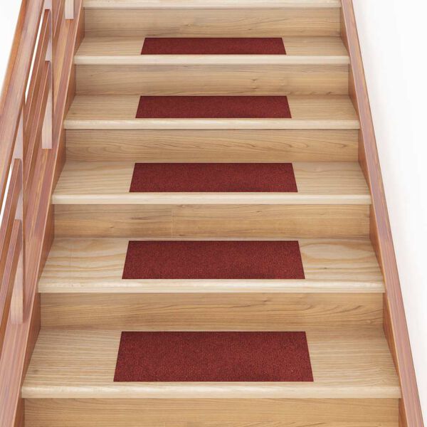 vidaXL Tapis d'escalier autocollants 30 pi&egrave;ces 60 x 25 cm Rouge bordeaux Rectangulaire