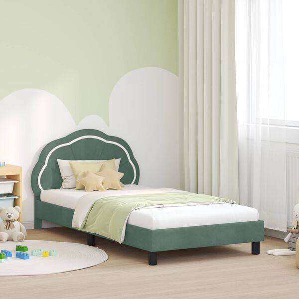vidaXL Cadre de lit pour enfants avec t&ecirc;te de lit Vert Mer 90 x 190 cm