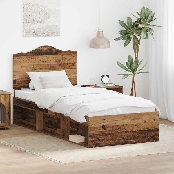 vidaXL Cadre de lit Bois ancien 75 x 190 cm Pin massif