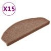 vidaXL Tapis d'escalier 15 pi&egrave;ces 65 x 24 x 4 cm Marron Demi-rond Grand
