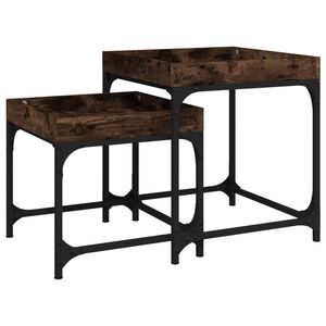 vidaXL Tables d'appoint 2 pcs Ch&ecirc;ne fum&eacute; Bois d'ing&eacute;nierie