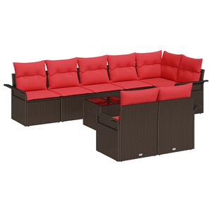 vidaXL Ensemble de canap&eacute; de jardin 9 pcs Marron polyrotin