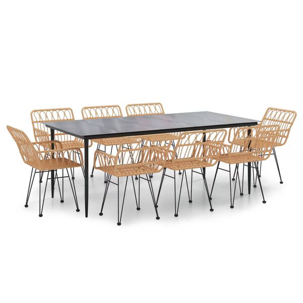 vidaXL Ensemble &agrave; manger de jardin 9 pcs R&eacute;sine tress&eacute;e