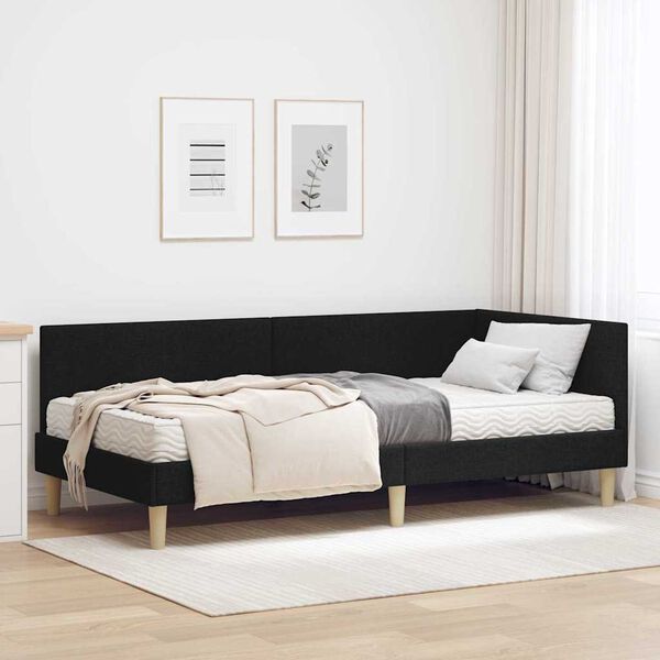 vidaXL Cadre de lit d'angle avec matelas Autre 2 pcs Vert tissu