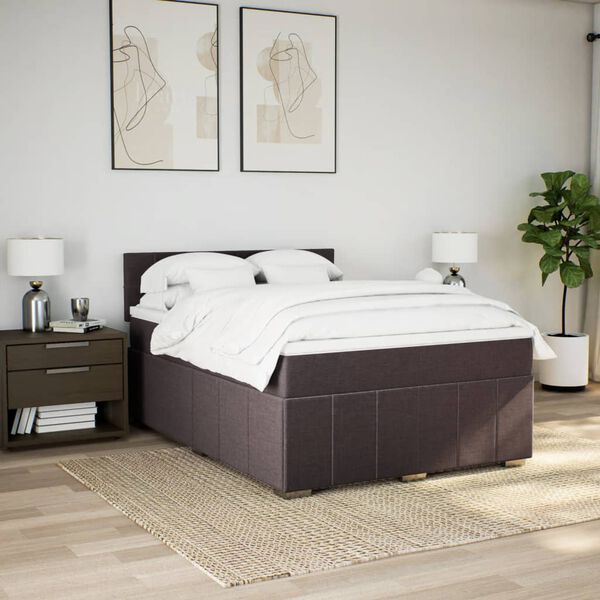 vidaXL Sommier &agrave; lattes de lit avec matelas Marron fonc&eacute; 160x200 cm