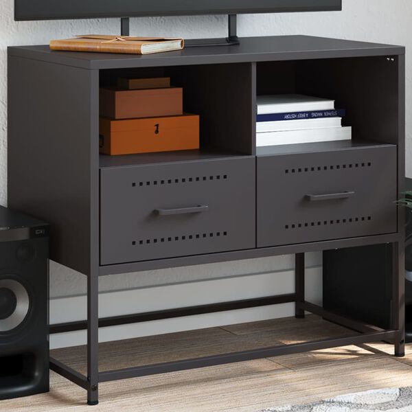 vidaXL Meuble TV noir 68x39x60,5 cm acier