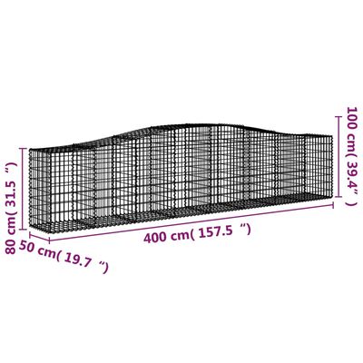 vidaXL Paniers à gabions arqués 6 pcs 400x50x80/100 cm Fer galvanisé