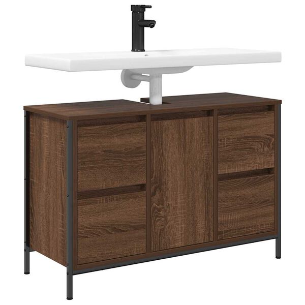 vidaXL Meuble sous-vasque avec tiroirs ch&ecirc;ne marron 90x34,5x60 cm