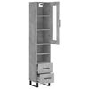 vidaXL Buffet haut Gris b&eacute;ton 34,5x34x180 cm Bois d'ing&eacute;nierie
