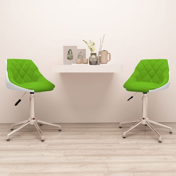 vidaXL Chaises &agrave; manger pivotantes lot de 2 vert et blanc similicuir