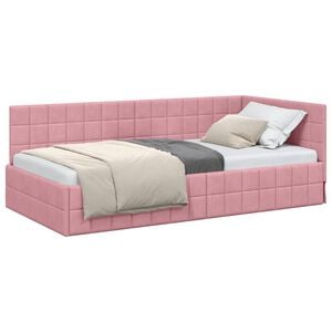 vidaXL Cadre de lit d'angle Rose 90 x 190 cm Velours