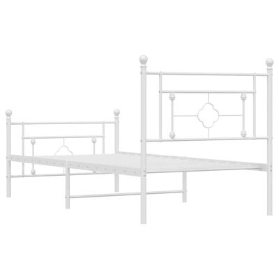 vidaXL Cadre de lit métal sans matelas et pied de lit blanc 100x200 cm