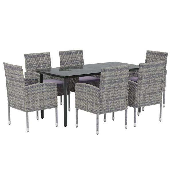 vidaXL Ensemble &agrave; manger de jardin et coussins 7pcs Anthracite