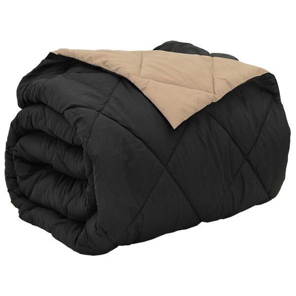 vidaXL Duvet complet toute l'ann&eacute;e Noir et Taupe 220 x 260 cm