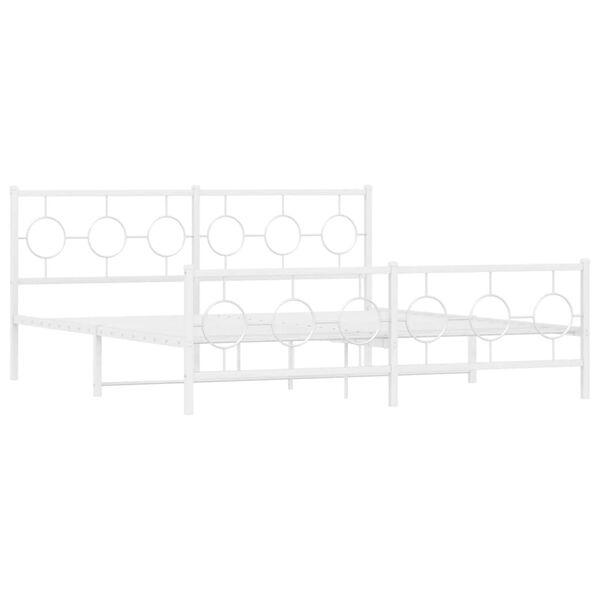 vidaXL Cadre de lit m&eacute;tal sans matelas et pied de lit blanc 180x200 cm