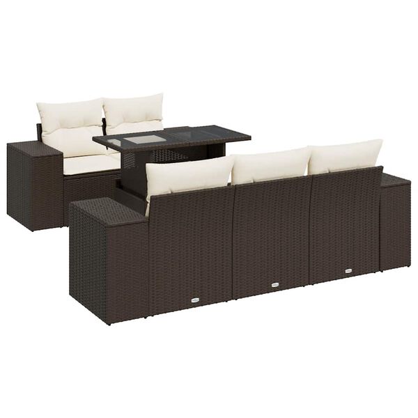 vidaXL Salon de jardin avec coussins 6 pcs marron résine tressée