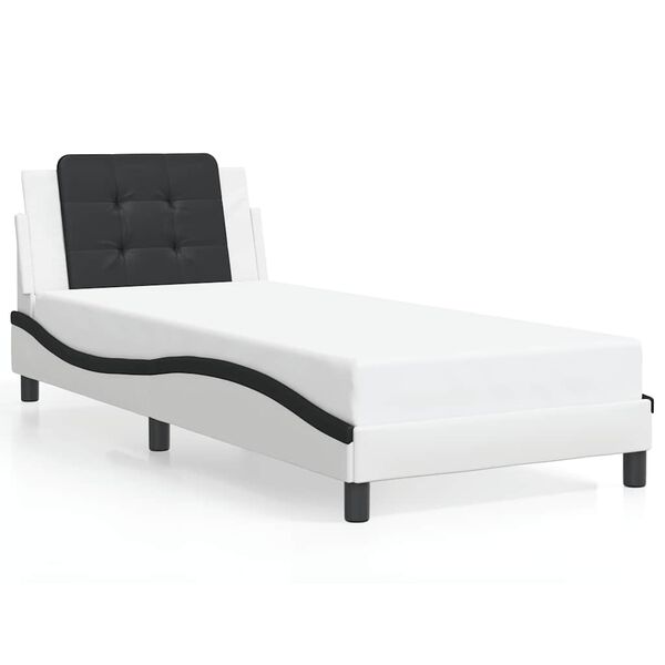 vidaXL Cadre de lit sans matelas Zadar blanc et noir 80x200 cm similicuir