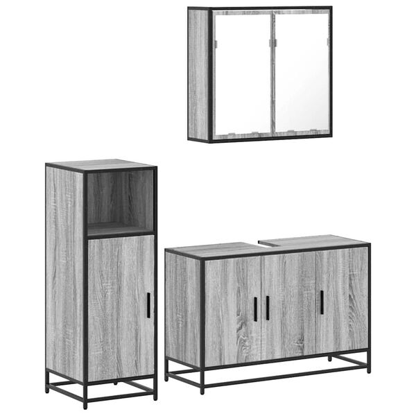 vidaXL Ensemble de meubles de salle de bain 3 pcs Sonoma gris