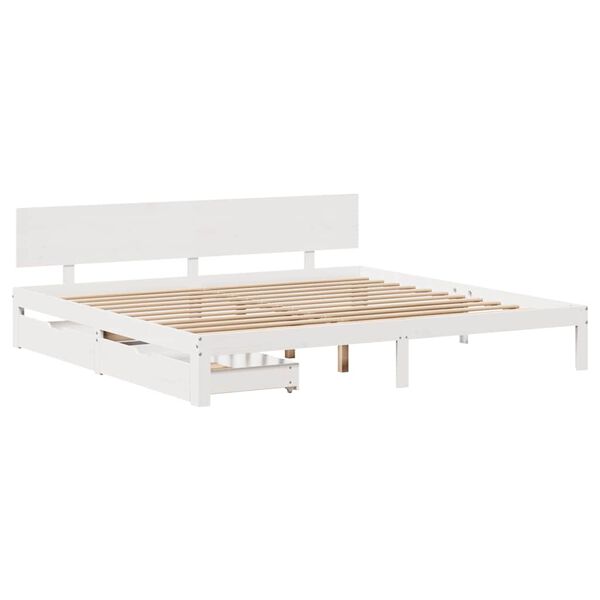 vidaXL Cadre de lit avec tiroirs sans matelas blanc 200x200 cm