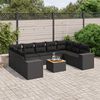 vidaXL Salon de jardin 10 pcs avec coussins noir r&eacute;sine tress&eacute;e