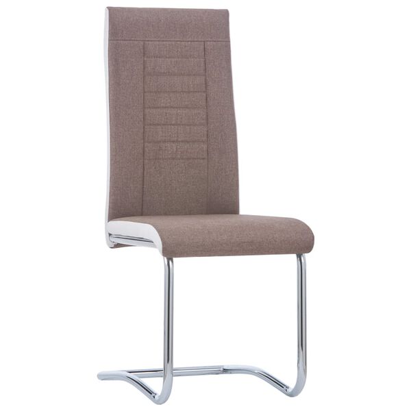 vidaXL Chaises &agrave; manger cantilever lot de 4 marron tissu