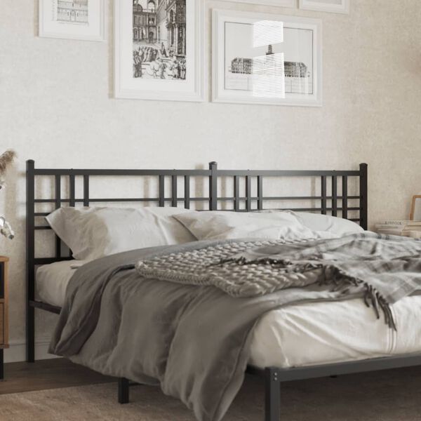 vidaXL T&ecirc;te de lit m&eacute;tal noir 193 cm