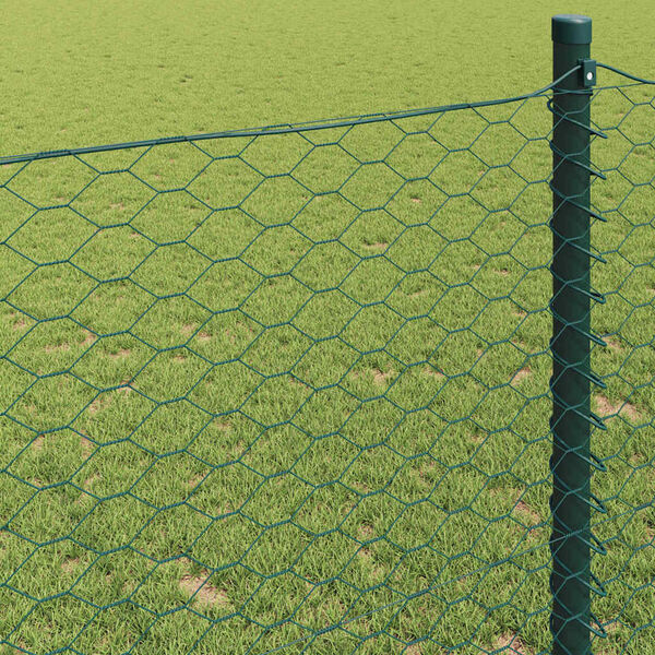 vidaXL Cl&ocirc;ture hexagonale Vert 1 x 100 m PVC