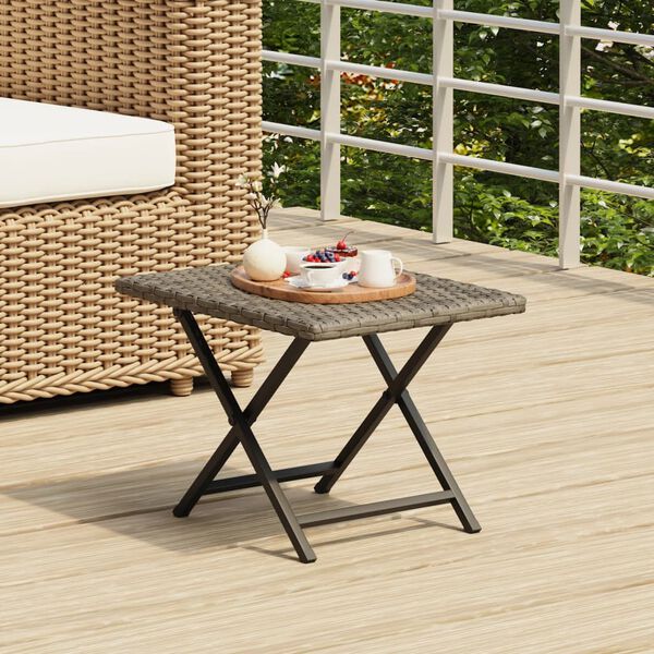 vidaXL Table pliable gris 45x35x32 cm r&eacute;sine tress&eacute;e
