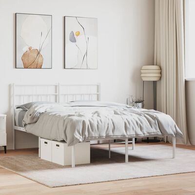 vidaXL Cadre de lit métal sans matelas et tête de lit blanc 150x200 cm