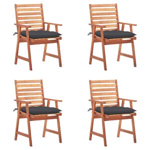 vidaXL Chaises &agrave; manger d'ext&eacute;rieur lot de 4 et coussins Acacia massif