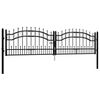 vidaXL Portail de cl&ocirc;ture KAMPEN avec t&ecirc;te en forme de lance, acier noir 302 x 78 cm